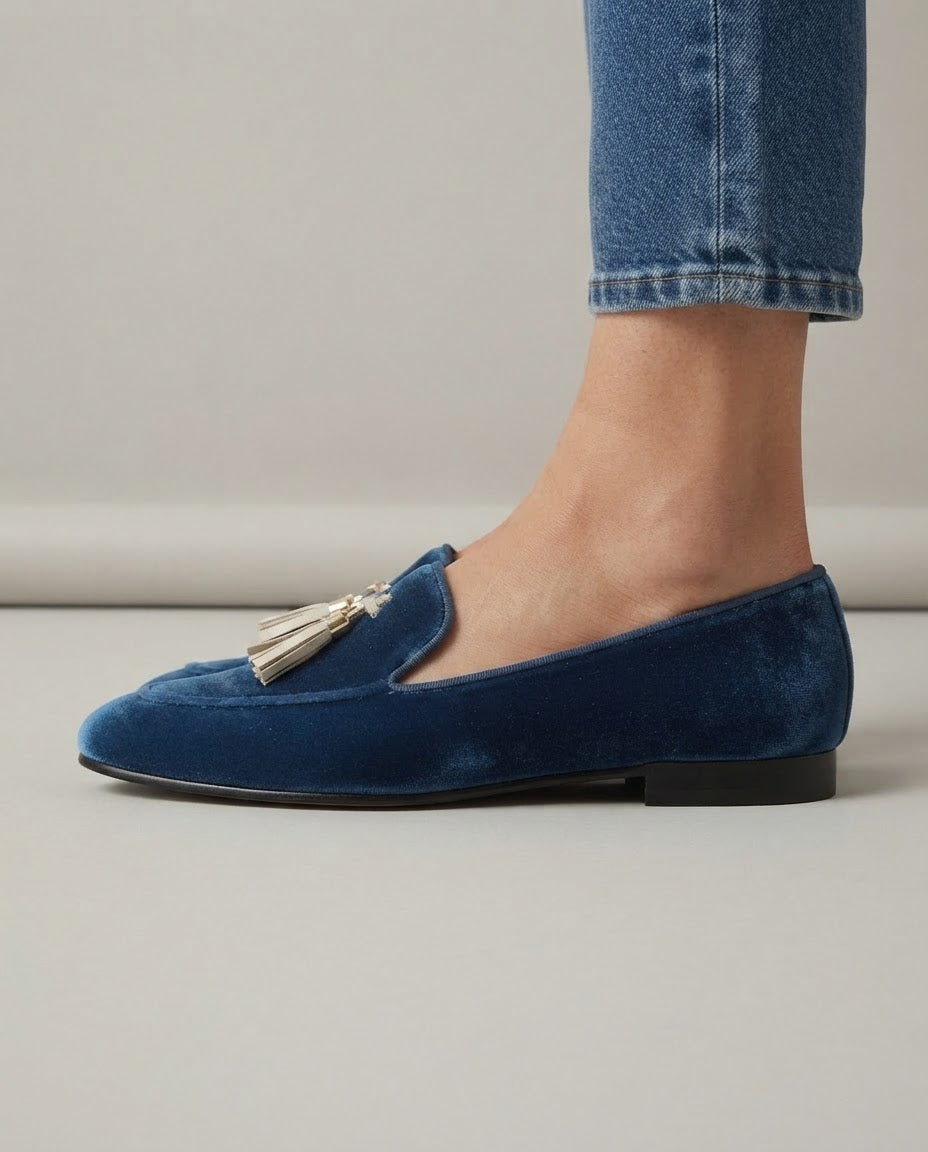 Mocassin Vittoria — Velours Bleu