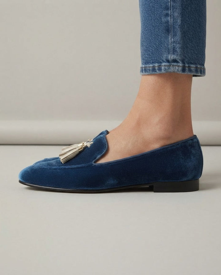 Mocassin Vittoria — Velours Bleu