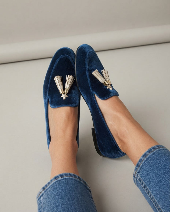 Mocassin Vittoria — Velours Bleu