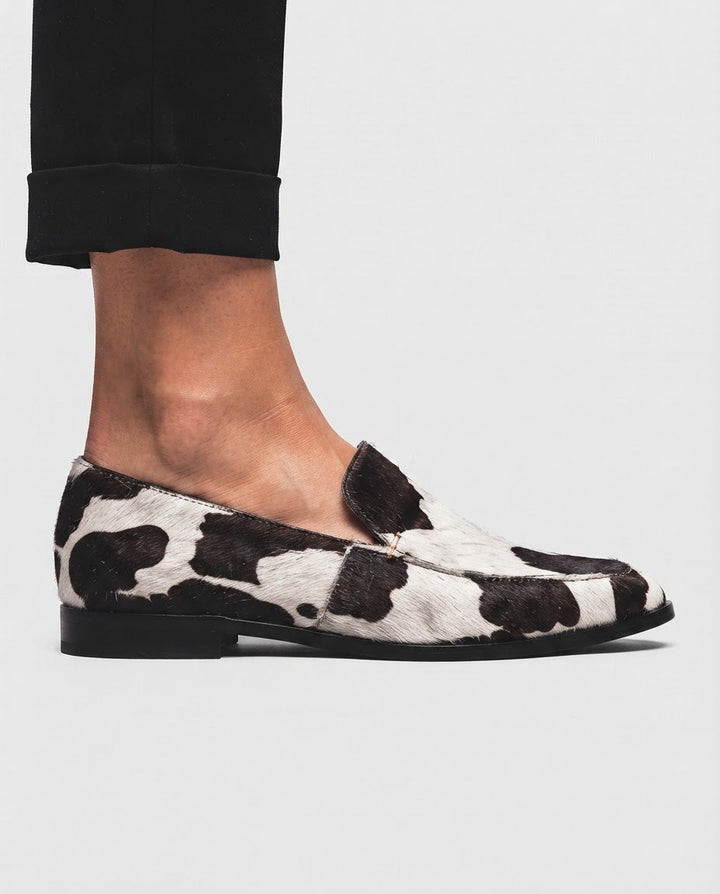 Mocassin Impression vache noir et blanc
