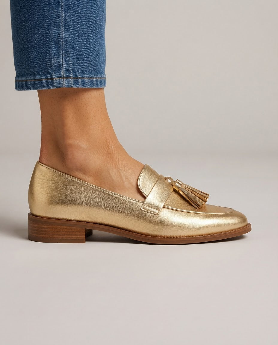 Mocassin Dorotea — Or avec Franges