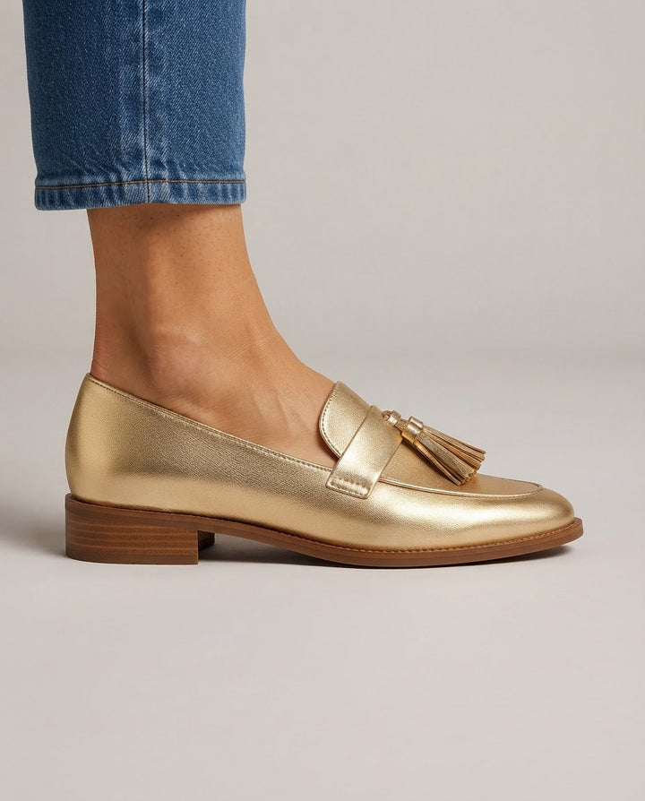 Mocassin Dorotea — Or avec Franges