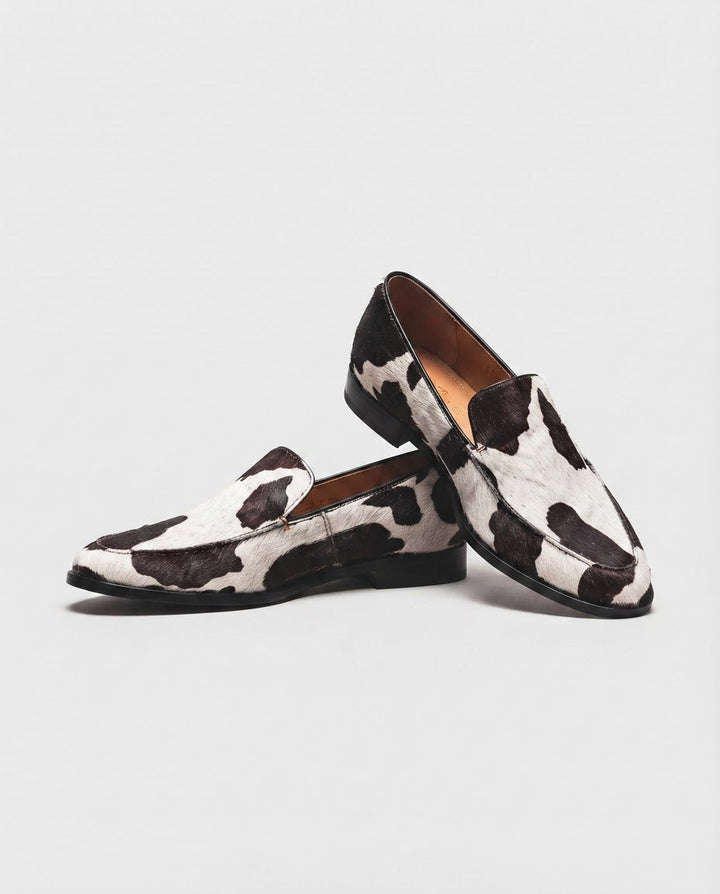 Mocassin Impression vache noir et blanc