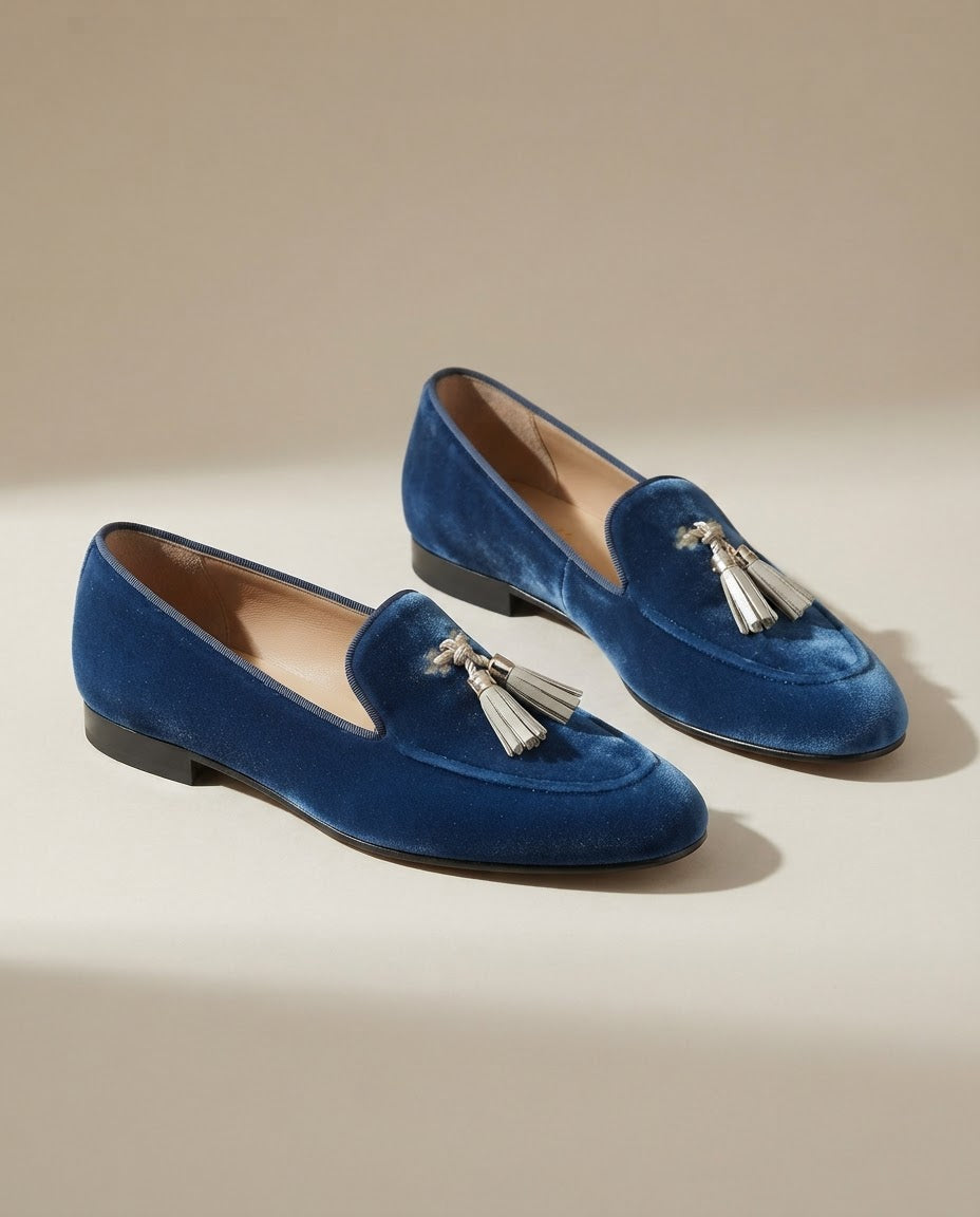 Mocassin Vittoria — Velours Bleu