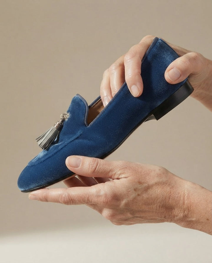 Mocassin Vittoria — Velours Bleu