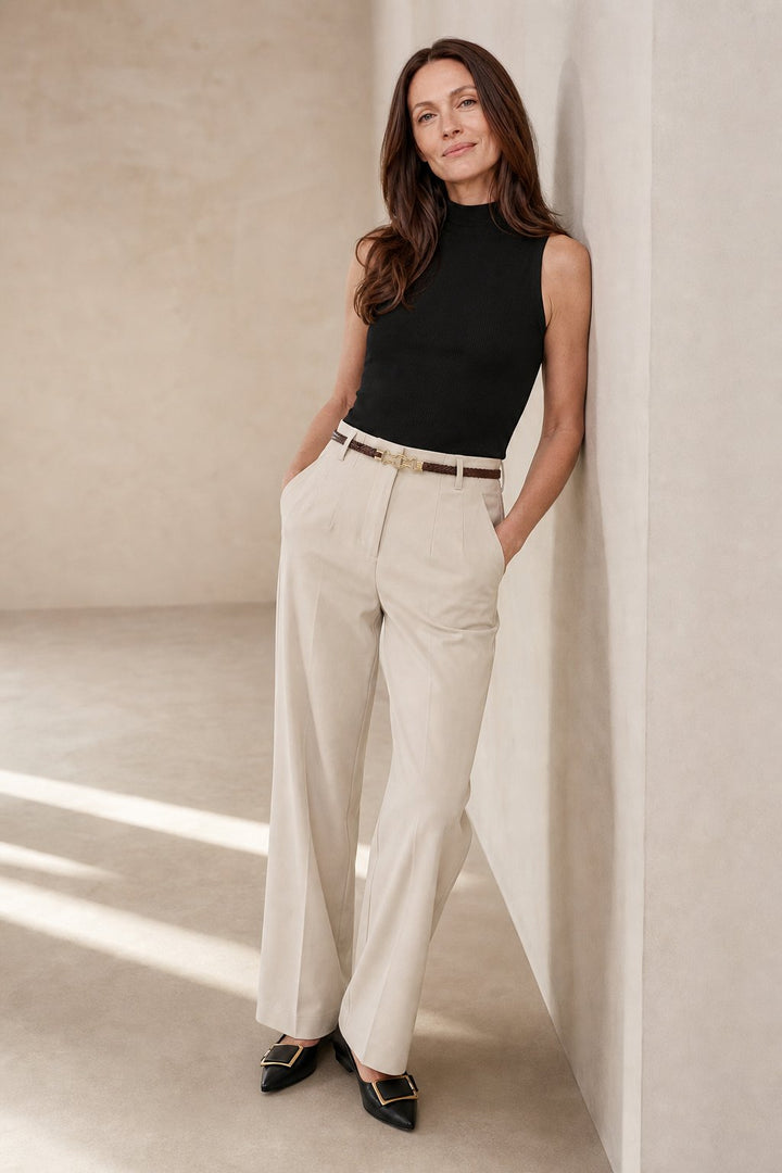 Pantalon en Laine à Jambes Élargies Milano