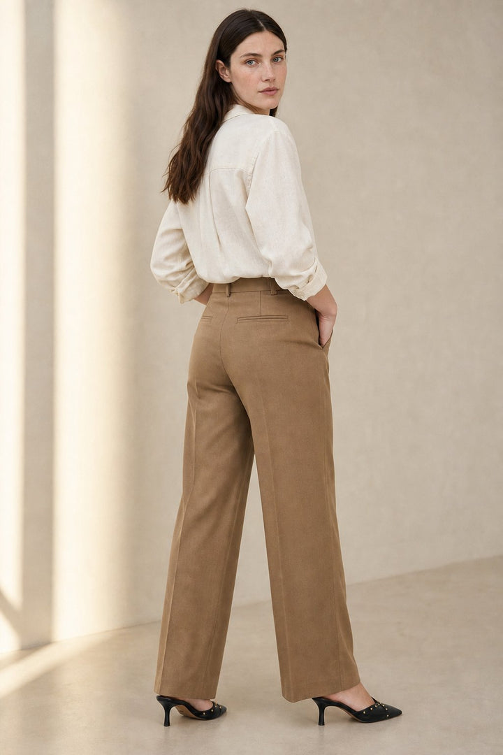 Pantalon en Laine à Jambes Élargies Milano