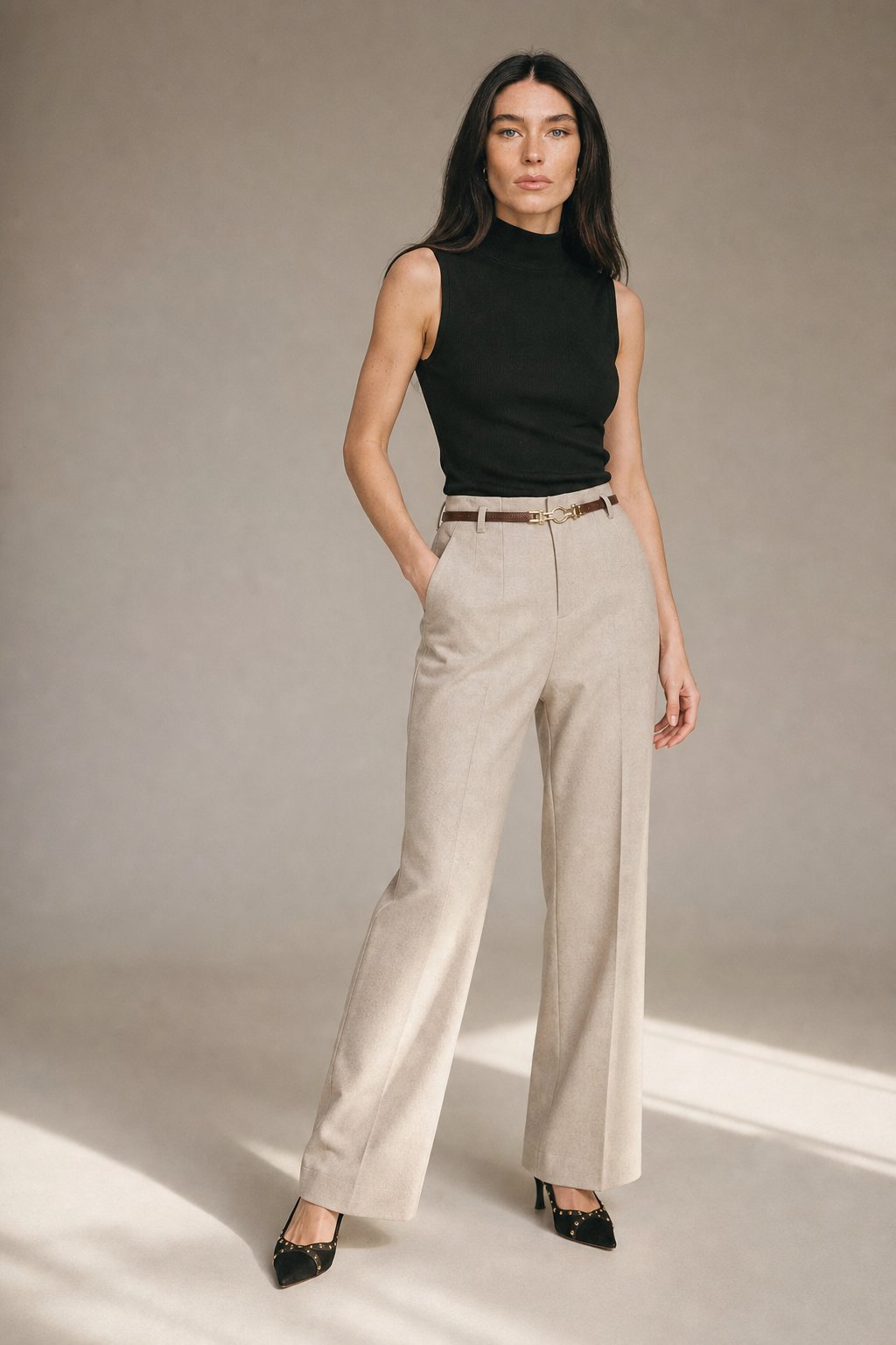 Pantalon en Laine à Jambes Élargies Milano