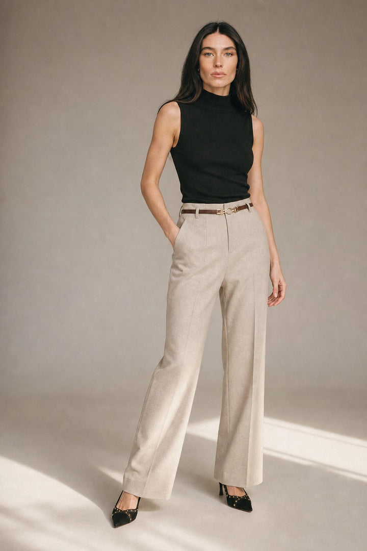 Pantalon en Laine à Jambes Élargies Milano