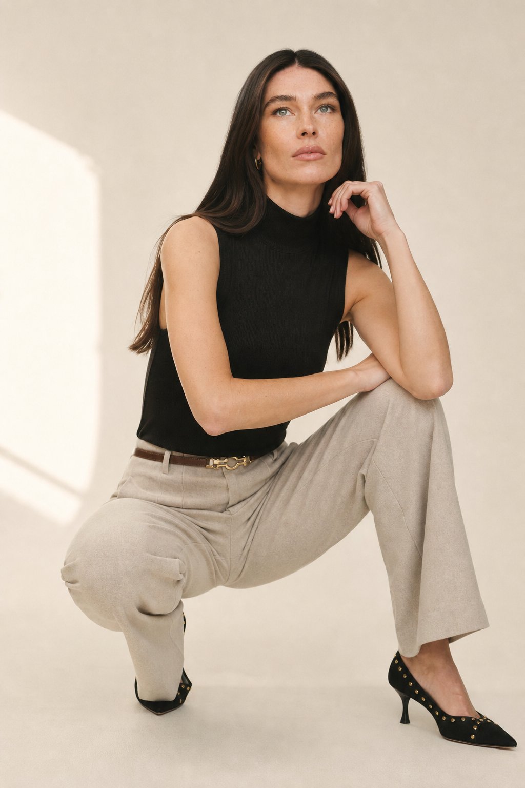 Pantalon en Laine à Jambes Élargies Milano