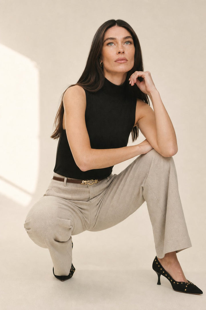 Pantalon en Laine à Jambes Élargies Milano