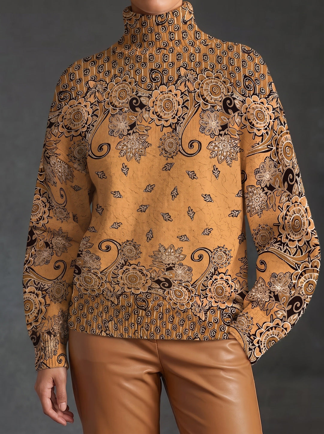 Oleander™ | Col Roulé Caramel Paisley
