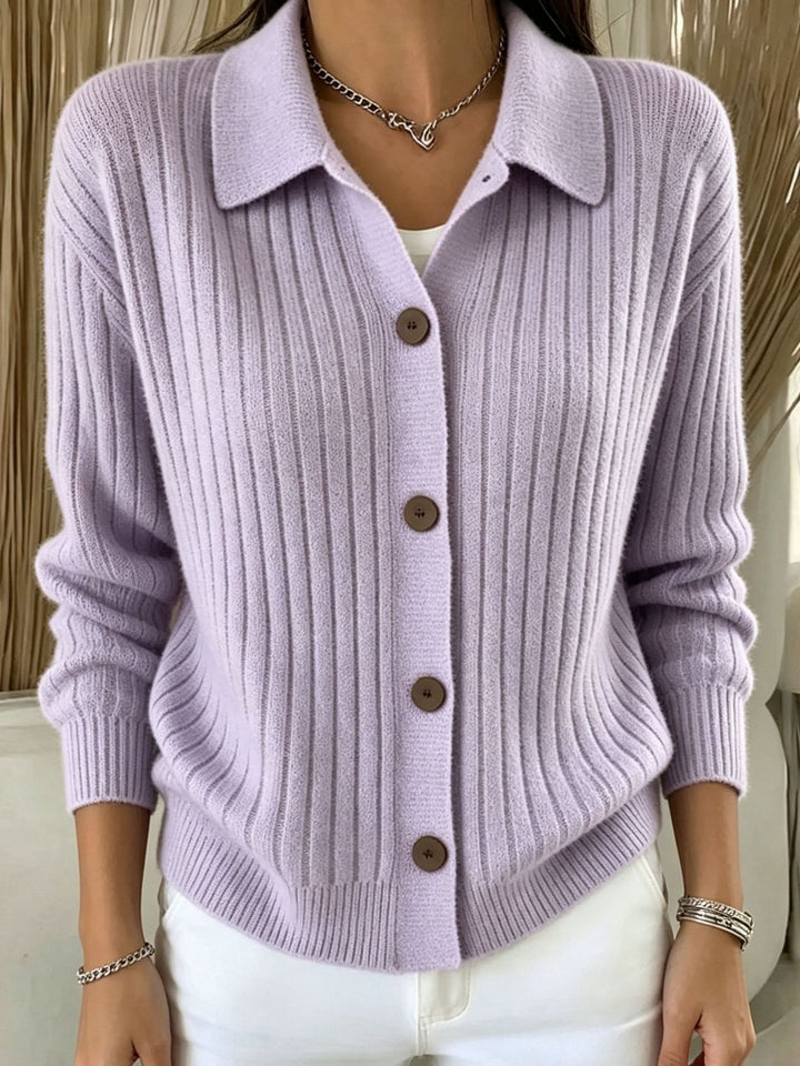 Merriwen™ | Cardigan à col côtelé bleu vibrant avec boutons