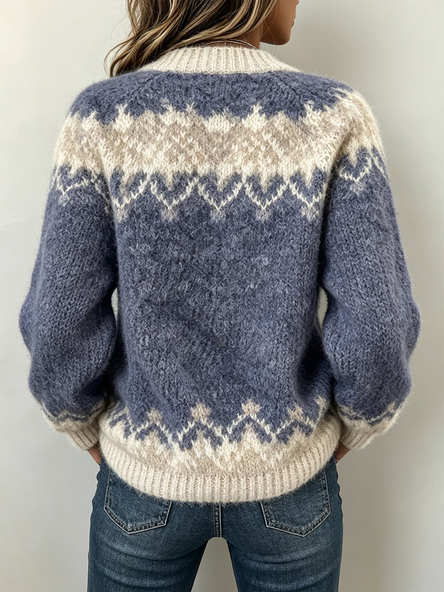 Norabelle™ | Pull en tricot à col en V Fair Isle