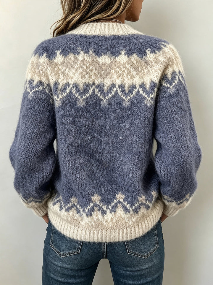 Norabelle™ | Pull en tricot à col en V Fair Isle