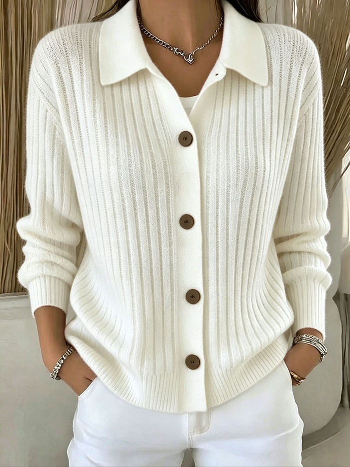 Merriwen™ | Cardigan à col côtelé bleu vibrant avec boutons