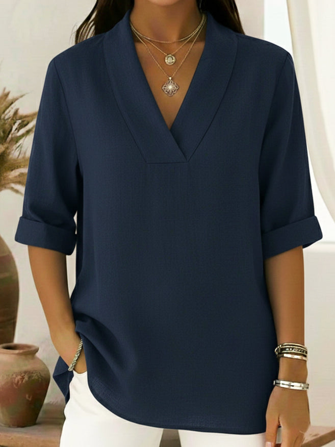 Junipera™ | Chemise en lin à col châle élégant à manches courtes