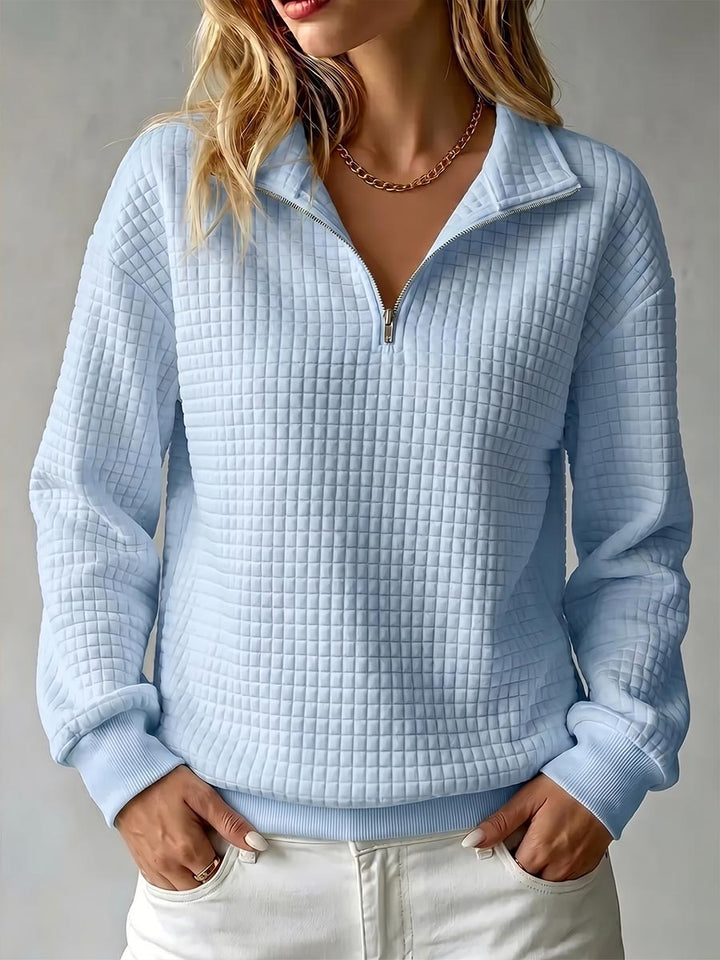 Brynmore™ | Pull décontracté à col montant en tricot gaufré, manches longues, couleur unie