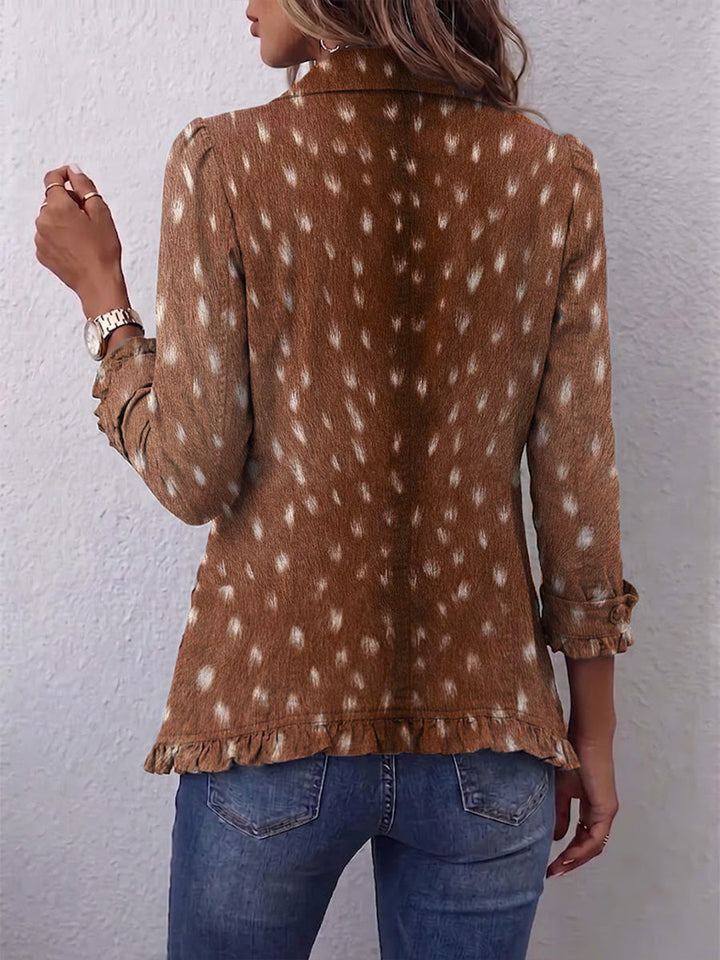 Nolinda | Veste Ruffle Imprimé Animal Bohémien