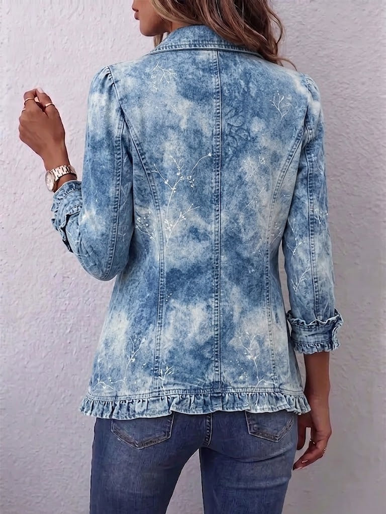 Jemison | Veste vintage à imprimé botanique dégradé de style bohème avec volants