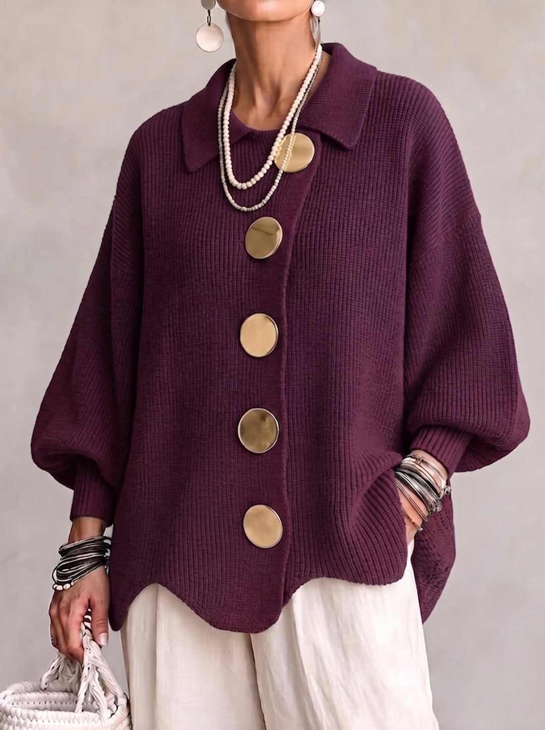 Ombéline | Cardigan Oversize à Gros Boutons