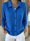 Merriwen™ | Cardigan à col côtelé bleu vibrant avec boutons