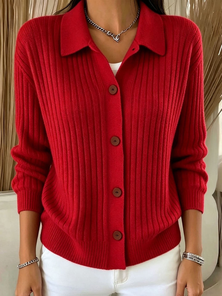 Merriwen™ | Cardigan à col côtelé bleu vibrant avec boutons