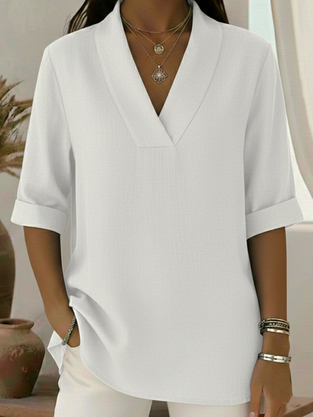 Junipera™ | Chemise en lin à col châle élégant à manches courtes