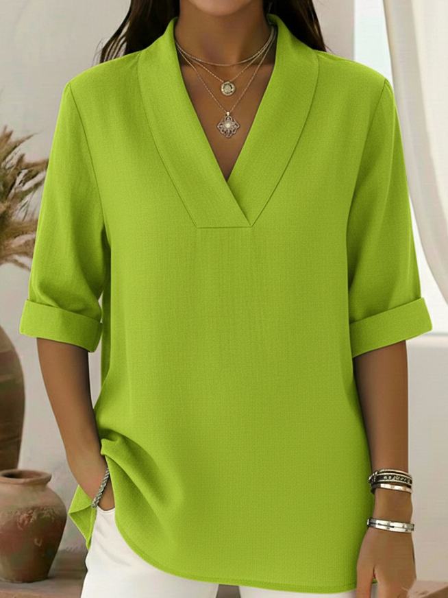 Junipera™ | Chemise en lin à col châle élégant à manches courtes