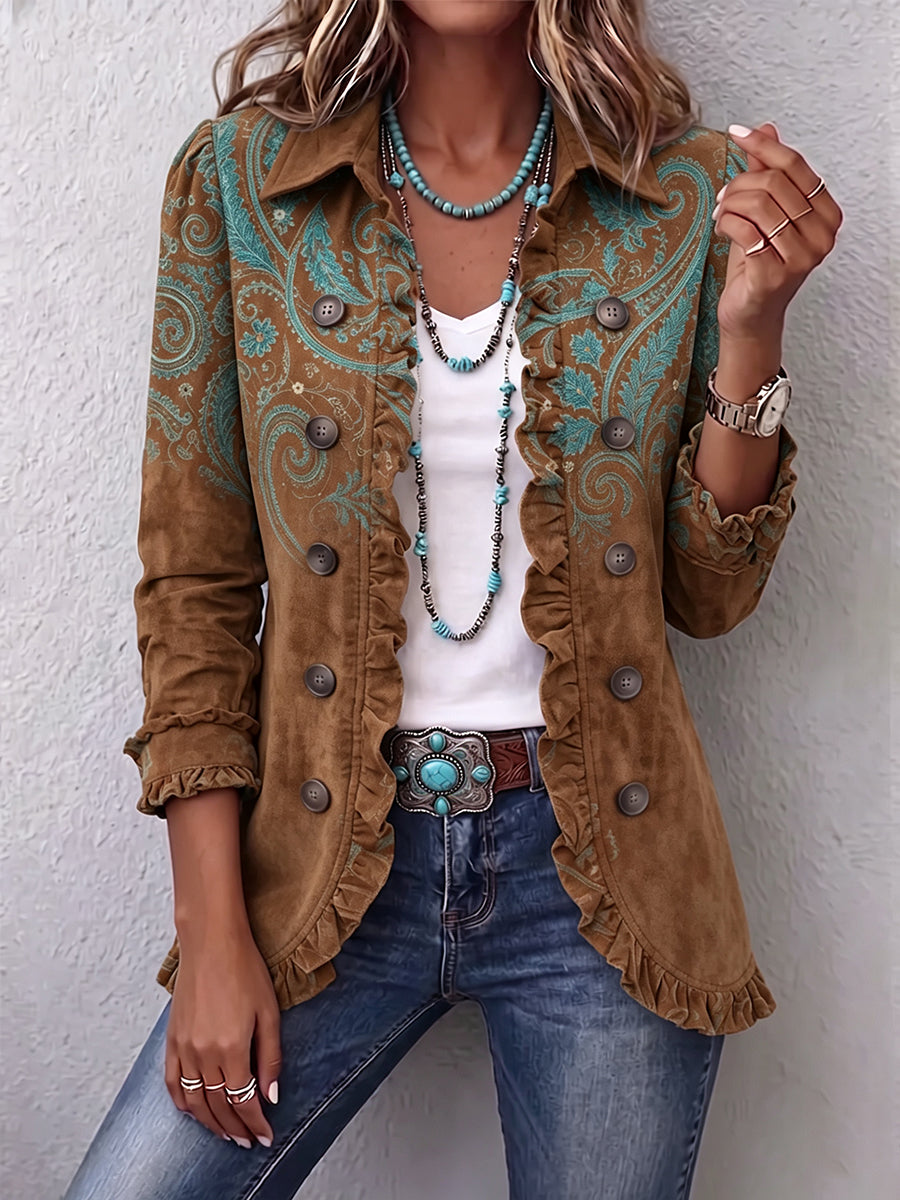 Goldenridge | Veste à volants imprimée Paisley