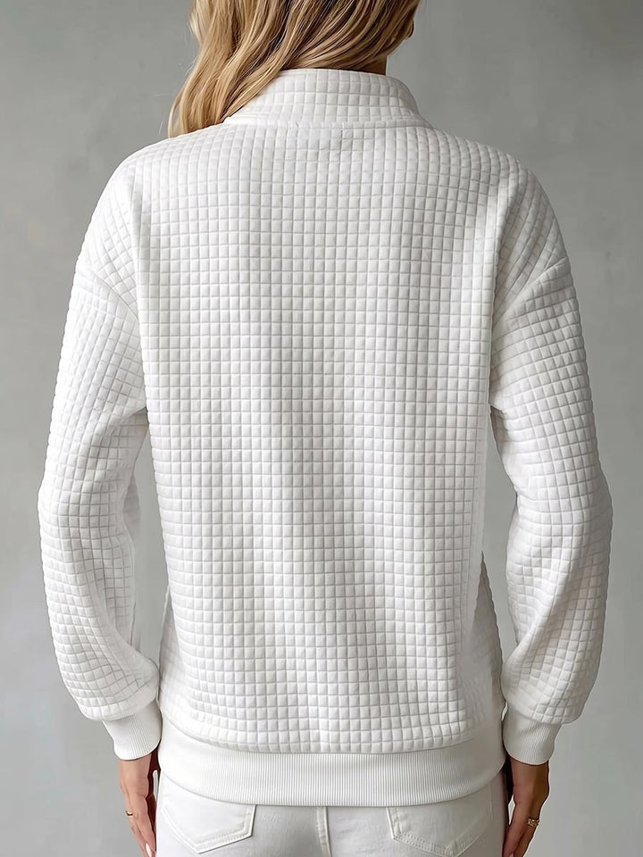 Brynmore™ | Pull décontracté à col montant en tricot gaufré, manches longues, couleur unie