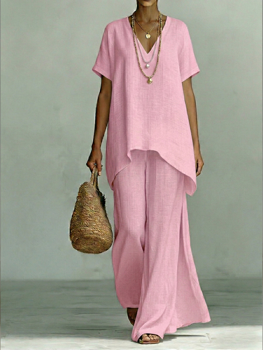Elenia | Ensemble élégant en lin et coton en deux pièces