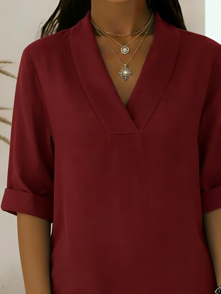 Junipera™ | Chemise en lin à col châle élégant à manches courtes