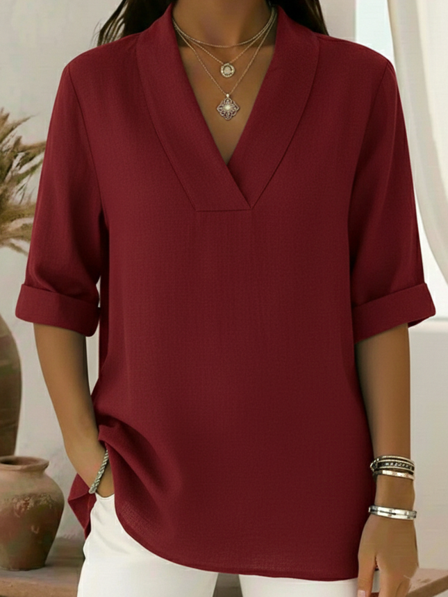 Junipera™ | Chemise en lin à col châle élégant à manches courtes