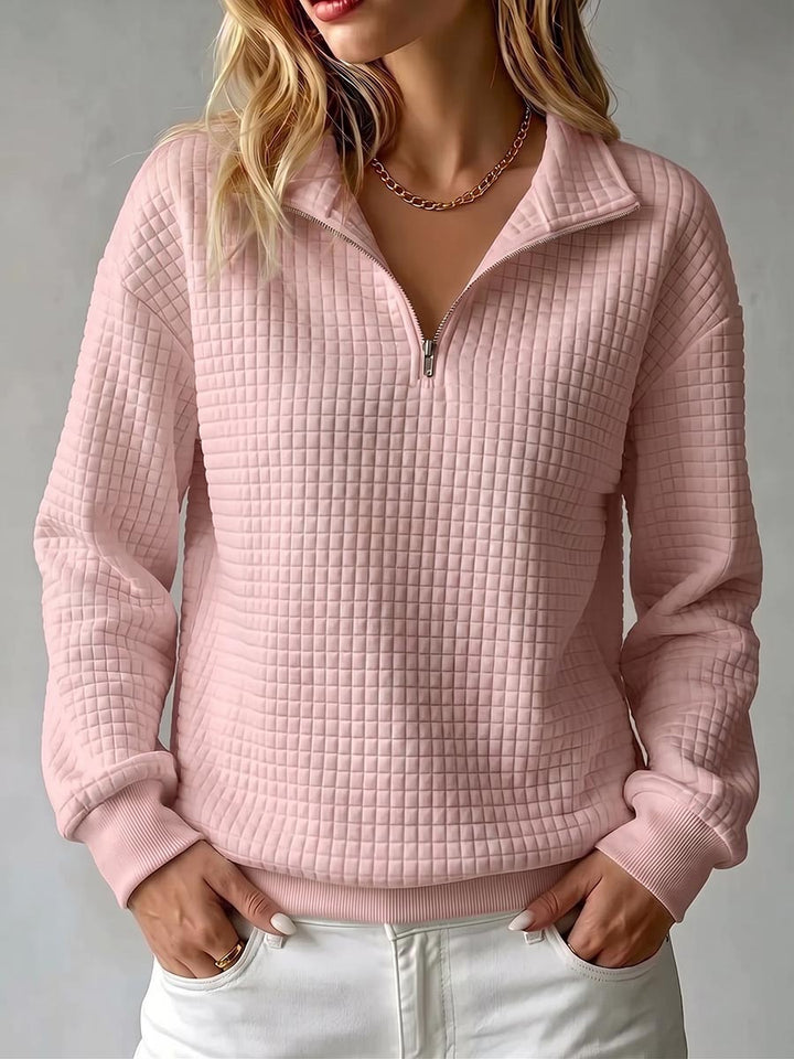 Brynmore™ | Pull décontracté à col montant en tricot gaufré, manches longues, couleur unie