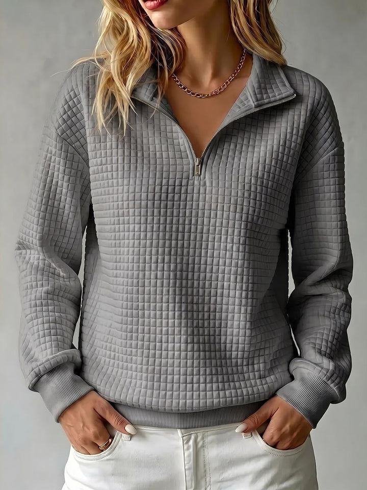 Brynmore™ | Pull décontracté à col montant en tricot gaufré, manches longues, couleur unie