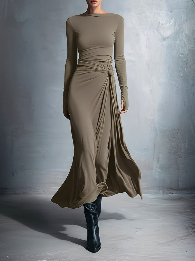 Liliana | Robe Maxi Drapée à Nouer sur le Côté