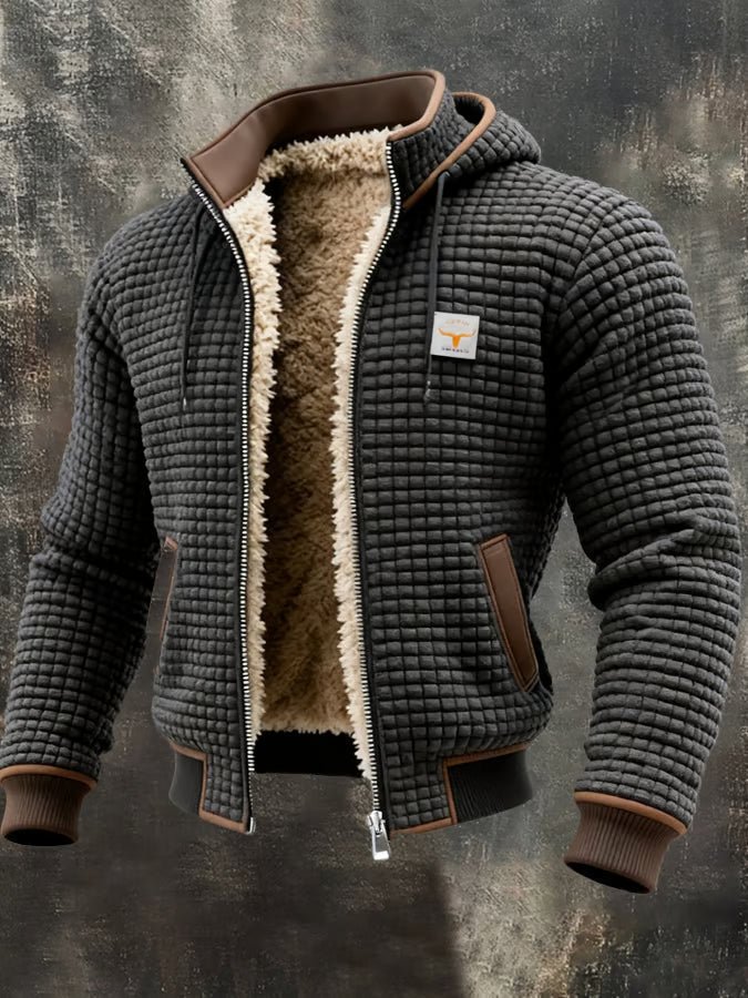 Veste Retro avec Capuche et Fermeture Éclair