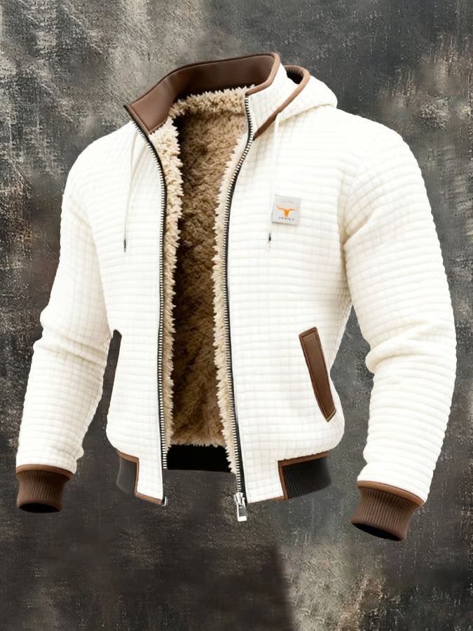 Veste Retro avec Capuche et Fermeture Éclair