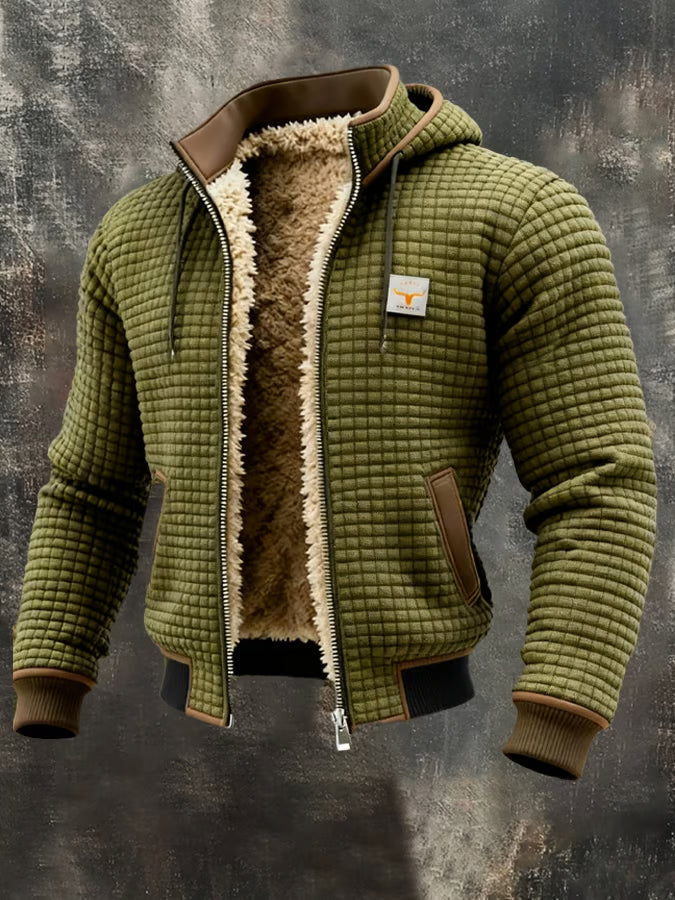 Veste Retro avec Capuche et Fermeture Éclair