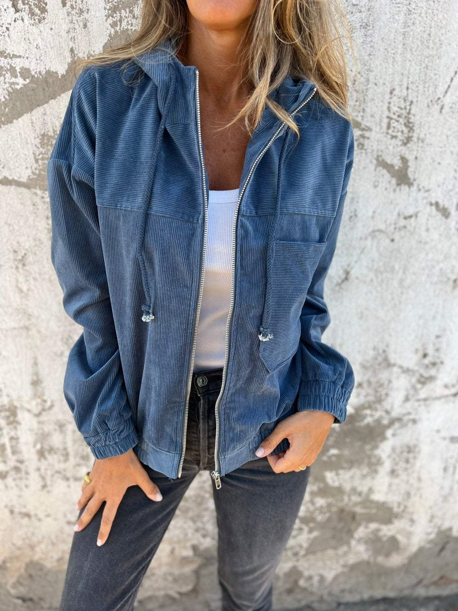 Lauren | Veste à Capuche Zippée Côtelée