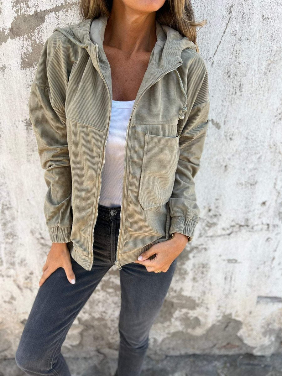 Lauren | Veste à Capuche Zippée Côtelée