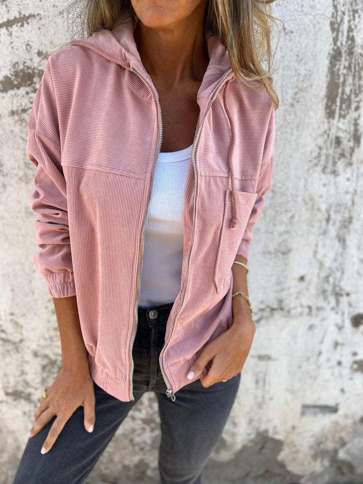 Lauren | Veste à Capuche Zippée Côtelée