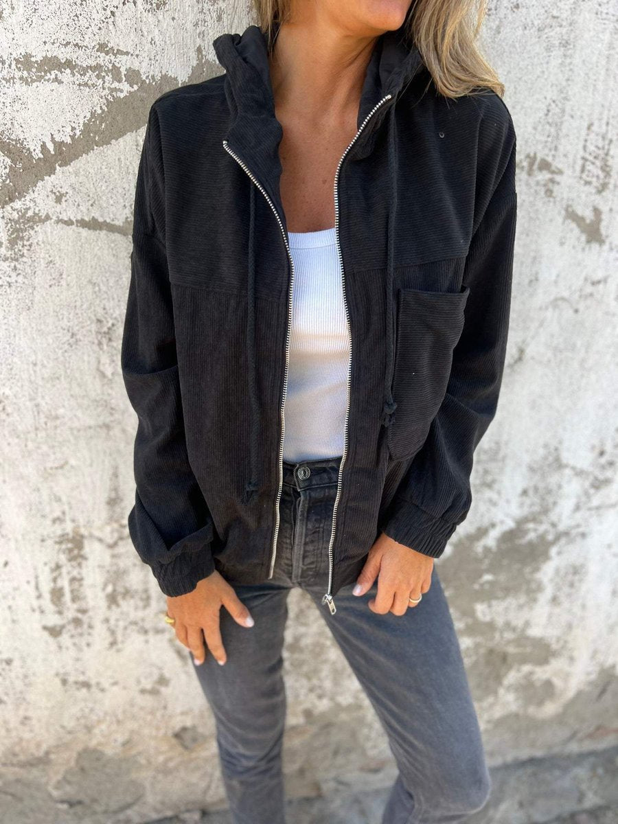Lauren | Veste à Capuche Zippée Côtelée