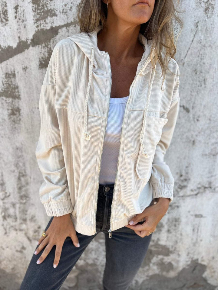 Lauren | Veste à Capuche Zippée Côtelée