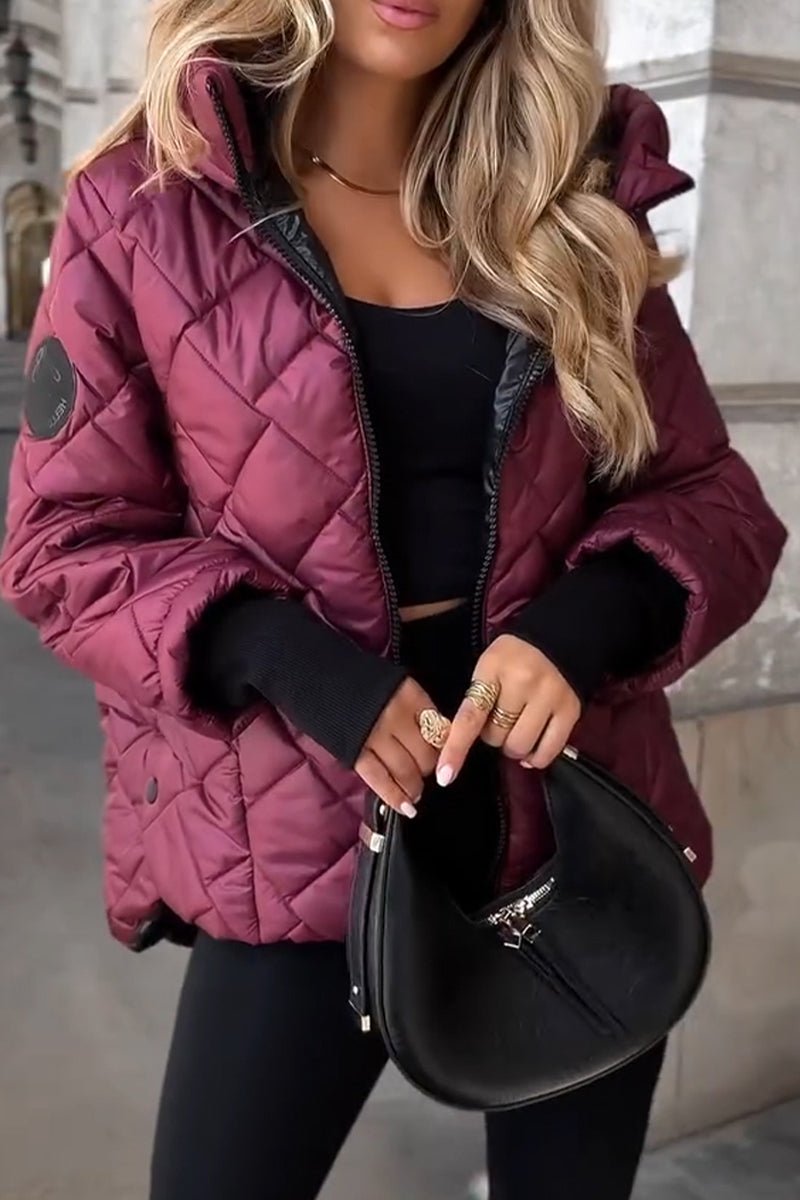 Marina | Veste à capuche zippée matelassée en diamant