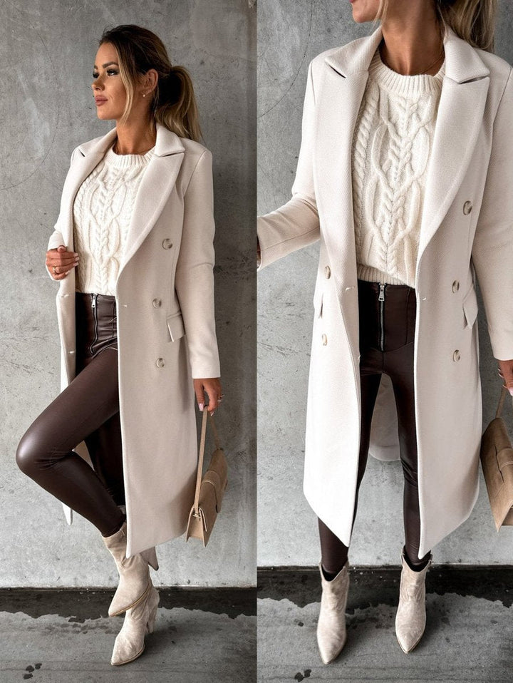 Emeline | Manteau Long à Double Boutonnage