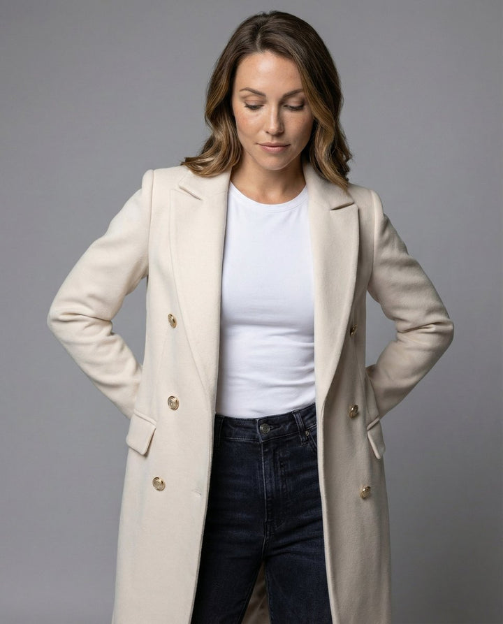 Emeline | Manteau Long à Double Boutonnage