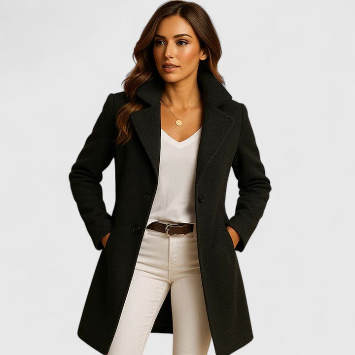 Blanche | Manteau Long Ajusté à Revers