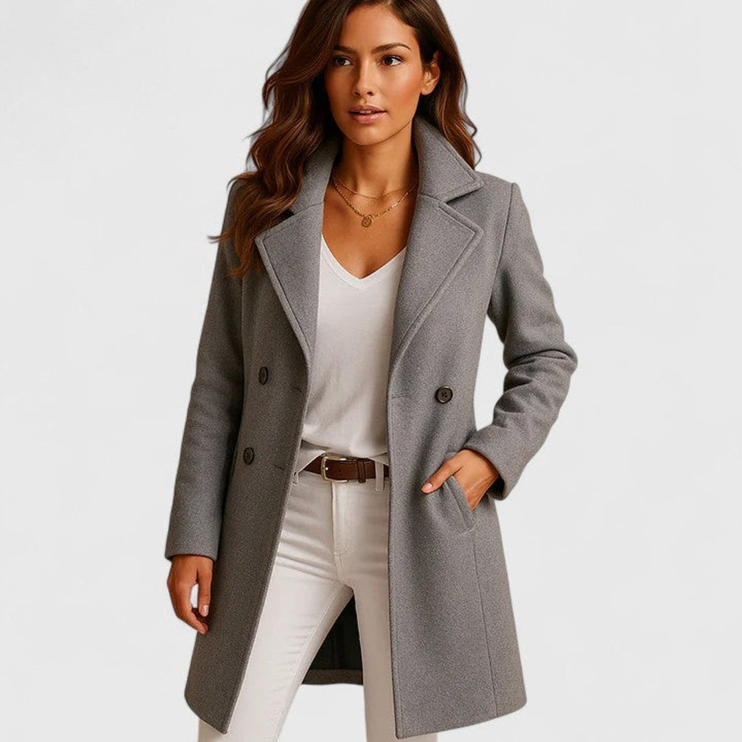 Blanche | Manteau Long Ajusté à Revers